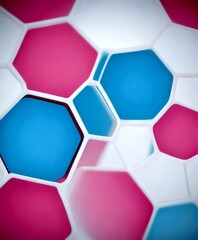 Leinwandbilder - a close-up view pattern of hexagonal shapes in various shades of pink and blue, creating a visually striking and abstract design