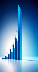Leinwandbilder - A blue bar graph with a gradient effect, set against a gradient blue background