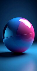 Aufkleber - A spherical object with a gradient of blue and pink colors, set against a dark blue background