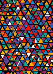 Leinwandbilder - a vibrant and abstract pattern composed of numerous triangles in various colors, including red, orange, yellow, green, blue, and purple, arranged in a visually striking