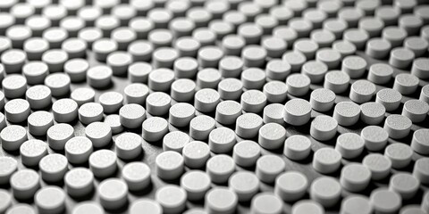 Poster - A close-up grid of small, round, gray objects arranged in a repeating pattern