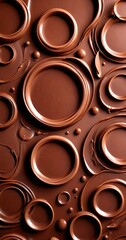 Fototapete - A close-up view chocolate surface with various shapes and sizes of chocolate pieces, creating a visually appealing and textured pattern