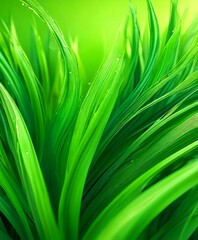 Aufkleber - Close-up of lush green grass with water droplets, set against a blurred green background