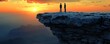 © Aris Suwanmalee - Two individuals stand at the edge of a cliff, watching a breathtaking sunset over vast landscapes. A moment of reflection and awe.