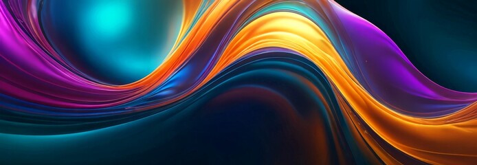 Aufkleber - a vibrant abstract composition of curved lines in various colors, including blue, purple, orange, and yellow, creating a dynamic and visually striking pattern
