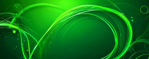 Poster - a vibrant abstract composition of green and white lines and shapes, creating a dynamic and visually striking effect.