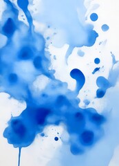 Fototapete - an abstract painting featuring blue and white hues, with splashes of color and texture created by the 's brushstrokes