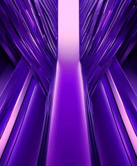 Leinwandbilder - a purple corridor with a central pillar and a series of intersecting lines on either side, creating a sense of depth and perspective