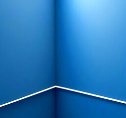 Leinwandbilder - a blue wall with a white line running diagonally across it, creating a geometric pattern.