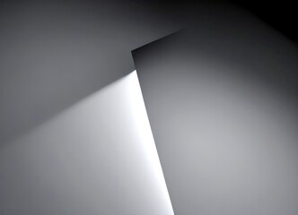 Aufkleber - a minimalist black and white composition featuring a geometric shape with a diagonal line intersecting it, casting a shadow on the right side