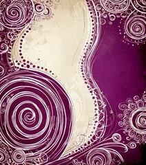 Aufkleber - a purple and beige abstract background with a central white spiral design and a curved line pattern on the right side