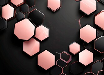 Leinwandbilder - a collection of hexagonal shapes in varying shades of pink and black, arranged in a seemingly random pattern against a dark background