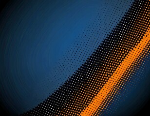 Fototapete - a diagonal line of dots in varying shades of orange and black, creating a dynamic and visually striking pattern against a dark blue background