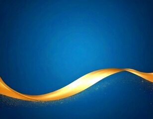 Aufkleber - A golden ribbon wave sways across a deep blue background, with glittering particles scattered around it