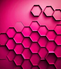 Leinwandbilder - A 3D of a pink hexagonal pattern, with the top and bottom rows having a darker pink hue and the middle row having a lighter pink hue.