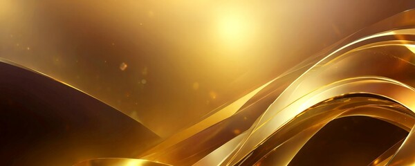 Fototapete - a golden abstract background with curved lines and a gradient of warm colors, creating a sense of depth and movement