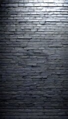 Poster - A dark, textured brick wall with a uniform pattern of rectangular bricks, creating a sense of depth and solidity