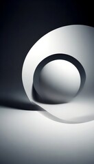 Fototapete - a minimalist composition white circle with a dark ring, set against a dark background The circle is centrally positioned, with the dark ring encircling it, creating a