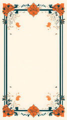 Wall Mural - A blank, white, vertical rectangle with an orange and teal border