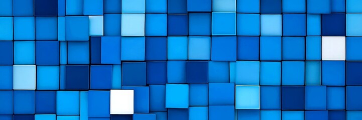 Leinwandbilder - a grid of blue and white cubes arranged in a repeating pattern, creating a visually striking and abstract composition