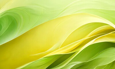 Poster - a vibrant abstract composition of overlapping yellow and green waves, creating a dynamic and visually striking pattern.