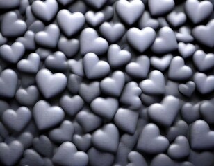 Leinwandbilder - A black and white of overlapping heart shapes, creating a textured and abstract pattern