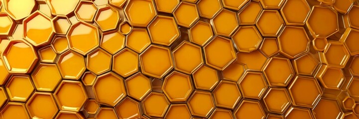 Aufkleber - a repeating pattern of honeycomb-like hexagonal shapes in a warm, golden color, creating a visually striking and textured background.