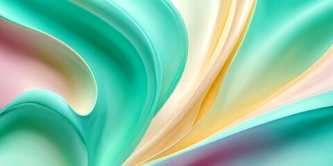 Aufkleber - a vibrant abstract composition of curved lines and swirls in pastel shades of blue, green, and pink, creating a dynamic and visually captivating pattern