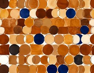 Leinwandbilder - a repeating pattern of circles and squares, with the circles varying in size and color, and the squares being of different shapes and sizes