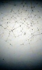 Poster - a complex network of interconnected lines and dots, resembling a web or a network of interconnected nodes, against a light gray background