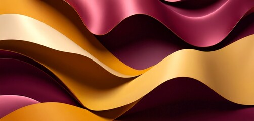 Aufkleber - a vibrant abstract composition of overlapping curved lines in various shades of yellow, orange, and maroon, creating a dynamic and visually striking pattern.