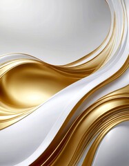 Aufkleber - a dynamic abstract composition of gold and white waves, with a gradient effect transitioning from white to gold, creating a sense of movement and fluidity