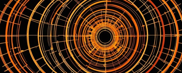Fototapete - a captivating abstract pattern featuring concentric circles of varying sizes, with a central black circle surrounded by a vibrant array of orange and