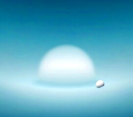 Poster - A single white egg floats in a light blue sky, with a faint, indistinct sun in the background