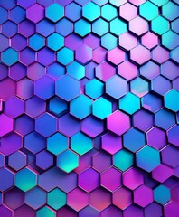 Leinwandbilder - a repeating pattern of hexagonal shapes in various shades of blue, purple, and pink, creating a visually striking and vibrant design