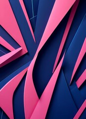 Leinwandbilder - a complex arrangement of intersecting lines and shapes in shades of pink and blue, creating a visually striking abstract composition