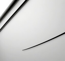 Fototapete - A minimalist black and white featuring a curved line on a plain white wall