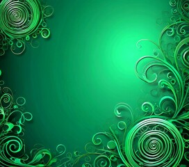 Aufkleber - a dark green background with a repeating pattern of green swirls and spirals, creating a visually striking and organic design