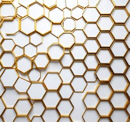 Leinwandbilder - a repeating pattern of golden hexagonal shapes on a white background, creating a visually striking and geometric design