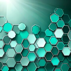 Poster - a repeating pattern of hexagonal shapes in shades of green and white, creating a visually striking and abstract design