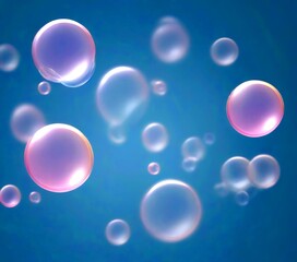 Leinwandbilder - A collection of pink and white bubbles floating against a light blue background