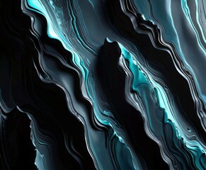 Leinwandbilder - a striking abstract pattern of dark blue and black lines and swirls, creating a sense of movement and dynamism