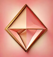 Aufkleber - A geometric design composed of overlapping triangular shapes in shades of pink and gold, set against a gradient pink background