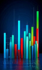 Leinwandbilder - a collection of colorful vertical bars, each varying in height, arranged in a grid-like pattern against a dark background The bars are illuminated with