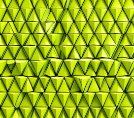Leinwandbilder - A repeating pattern of green triangular shapes, arranged in a grid-like fashion, creates a visually striking and geometric composition