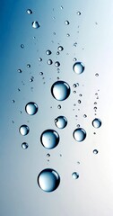 Poster - Water droplets in various stages of falling, creating a dynamic and abstract visual effect against a gradient background