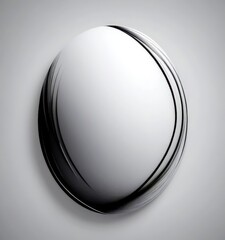 Leinwandbilder - a minimalist black and white composition of a white oval shape with a curved black line running through it, set against a plain gray background.