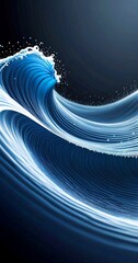 Fototapete - a dynamic, wave-like pattern in shades of blue and white, with a dark background that accentuates the wave's movement and energy