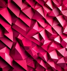 Leinwandbilder - a geometric pattern composed of numerous triangular shapes in various shades of pink, creating a visually striking and abstract design