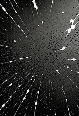 Leinwandbilder - a black and white abstract composition featuring a radial pattern of white lines and dots, creating a sense of movement and energy